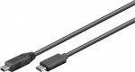 MicroConnect USB-C to Mini USB B 5P 0.5m Black, for synching and