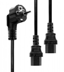 MicroConnect Power Y-Cord 3m IEC320, Black Angled Schuko to 2 x C13