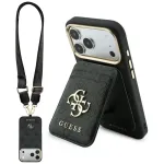 GUESS Case 4G rahakuga ja Lanyard Magsafe iPhone 18 Pro / 17 Pro jaoks, pruun