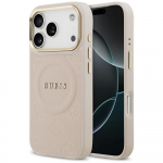 GUESS lemine kate IPHONE 17 Pro jaoks, hildub MagSafe'iga GUHMP17LPSAMSECP (PU, Peony Hot Stamp) roosa