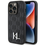 Karl Lagerfeld KLHCP15LPKLPKLK iPhone 15 Pro 6.1" tarna/must kvakaaneline nahast monogrammiga kuum tembeldus metallist logo