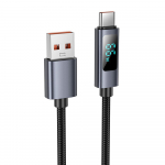 Hoco USB-kaabel A-st USB-C-sse 5A vooluga, ekraaniga, 1 m, must X112
