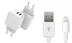 CoreParts USB Charger for iPhone AND iPad 12W 5V 2.4A Output: Double