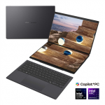 Asus | Zenbook Duo UX8407AA-SN066W | Moher Gray | 14 " | OLED | Touchscreen | 3K | 2880 x 1800 pixels | 144 Hz | Glossy | Intel Core Ultra X9 | 388H | 32 GB | LPDDR5X | Solid-state drive capacity 2000 GB | Intel Arc Graphics | Windows 11 Home | 802.1 ...