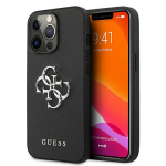 GUESS GUHCP13LSA4GSBK iPhone 13 Pro/13 6,1" tarny/must kvakott Saffiano 4G Metal Logo