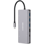 CANYON 13-in-1 USB-C-jaam, 2*HDMI, 3*USB3.0: toetab maksimaalselt 5Gbps, 1*USB2.0: toetab maksimaalselt 480Mbps, 1*PD: toetab maksimaalselt 100W PD, 1*VGA, 1* Type C andmed, 1*Gigabit Ethernet, 1*3,5mm heliliides, kaabel 15cm, alumiiniumisulam korpus ...