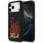 Karl Lagerfeld Silikoonist sdamekujuline etui MagSafe'iga iPhone'ile 17 Pro Max, must