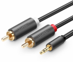 UGREEN AV102 2x RCA-kaabelpistik 3,5 mm 1,5 m must
