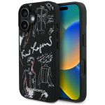 Karl Lagerfeld Etui tekstuuriga muster AND logo MagSafe iPhone 16 jaoks, must