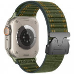 Beline Apple Watchi 42/44/45/49mm jaoks meldud kootud nailonist diagonaalstiilis langevarjurihm roheline
