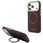 GUESS Ring Stand 360 Grained Classic Logo MagSafe-disainiga korpus iPhone 18 Pro / 17 Pro jaoks, viinistpunane