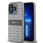 DKNY DKHCP15LPRTHSLE iPhone 15 Pro 6.1" beowy/bee kvakaaneline nahast mono triibuline ja metallist logo