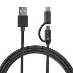 4smarts USB-A Micro-USB ja USB-C kaabelkomplekt, 1 m, must
