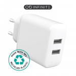 eSTUFF INFINITE (GRS) USB-A Charger EU 24W. 2 x USB-A. White. 98%