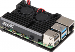 Raspberry Pi -alumiiniumist korpus ventilaatoritega, 4 B, must (RB-AlucaseP4+07FAN)
