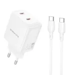 Borofone BN31 reisilaadija | 45W | GaN, PD, QC | USB-C | koos USB-C kuni USB-C kaabliga | valge