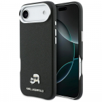 Karl Lagerfeld Karli ja Choupette'i hoiukarp. hukinnitusega Saffiano MagSafe iPhone'i mbris, must