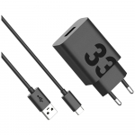 Motorola TurboPower 33W USB-A seadme vrguline laadimisadapter USB-A kabeliga USB-C 1m must