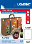 Lomond PET-kile tindiprinteritele, valge likiv, kleepuv A4, 10 tk
