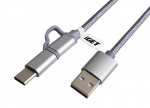 IGET G2V1 USB kaabel 1 m USB A USB C/Micro-USB A metallist, hbe
