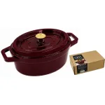 ASI COLLECTION Oval cast iron casserole pot with lid, 4.5L / 29x23cm, cherry red