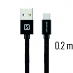 Swissten Tekstiil Universal Quick Charge 3.1 USB-C andme- ja laadimiskaabel 20 cm