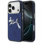 Karl Lagerfeld Etui IML Choupettes Karl Script Logo MagSafe iPhone'ile 17 Pro sinine