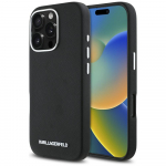 Karl Lagerfeld Etui Saffiano Tielik mhitud pikitud metallist logo MagSafe do iPhone 16 Pro Max czarny