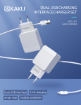 iKaku Kaku KSC-371 Komplekt 2in1 Nutikad Kahe USB Pistikupesaga Vrgulaadija + USB-Lightning 1m Kaabel