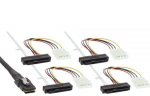 Fuj:tech InLine Mini SAS - 4x SAS SFF-8482 + toitekaabel, 0,75 m, must (27621)