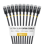 StarTech.com 30 cm Musta Ultra-likeline Cat6A Ethernet-kaabel, 10-pakett, Snagless, FTP, puhas paljaskivist vaskist juhtme, 34AWG Ultra-likeline RJ45 vtkeabel, individuaalselt testitud