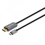 Manhattan USB-C DisplayPort 1.4 kaabel, 8K@60Hz, 2m, isane-isane, must, vastav CDP2DP146B-le (arvestades 20 cm pikemat), kolmeaastane garantii, polkott