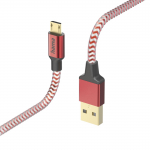 Hama Reflekteeriv laadimiskaabel, USB-A - Micro-USB, 1,5m, punane nailonist
