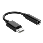 HQ USB-C 3.5mm helijakuvahend adapter, 9cm krvakleppidele, krvuti ja autole (OEM), must
