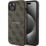 GUESS-i korpus iPhone 15 jaoks, hilduv MagSafe'iga GUHMP15SG4GFRW (4G Ring classic logo) pruun