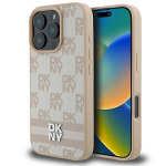 DKNY Apple iPhone 16 Pro tagaklg ruudusmustriga ja trkitud triibumustriga