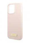 GUESS Kvakate Silikoonist logo plaat MagSafe Pink, iPhone 13 Pro, GUHMP13LSPLP