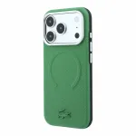 Lacoste PVC Petit Pique Semi Wrap reljeeviga MagSafe-korpus iPhone 18 Pro Maxile Estragon