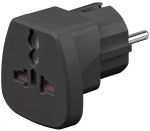 MicroConnect Universal Travel adapter black work to UK, US, DK, CH, IT.