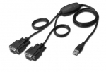Digitus USB 2.0 Adapterkabel, USB-A Stecker 2x Seriell RS232 Stecker (schwarz, 1,5 Meter)