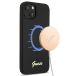 GUESS GUHMP13MLSLMGBK iPhone 13 / 14 / 6.1" must/karva kvakott Silikoonist Script Gold Logo Magsafe