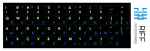 Riff Qwerty Keyboard Stickers ENG WHITE / RU BLUE on Black Background