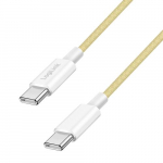 Logilink USB 2.0 Type-C kaabel, C/M C/M, nailonkatteline, 60W, kollane, 1 m
