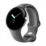 Watch Google Pixel Watch LTE 41mm Polished Silver Case with Sport Band - Charcoal