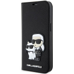 Karl Lagerfeld KLBKP14LSANKCPK iPhone 14 Pro 6.1" raamaturiiul tsaarilik/must Saffiano Karl AND Choupette