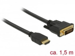 Delock HDMI kabel DVI 24+1 bidirektsiooniline 1,50m must