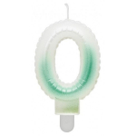 GoDan Ballon type Cake Candle topper Number 0 (7cm) White/Green Ombre