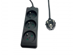 MicroConnect 3-way Power Strip French Type E,1.5m Black