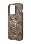 GUESS Hard Cover 4G Big Metal Logo Brown, Apple iPhone 15 Pro jaoks, GUHCP15L4GMGBR