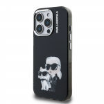 Karl Lagerfeld IML Aquarelle Karl ja Choupette kaitsembrise iPhone'i 15 Pro jaoks / must